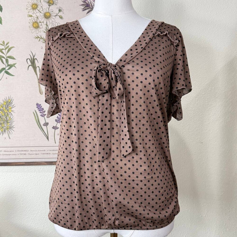 Vtg 90s Y2k Polka Dot Mesh Top Rockabilly Gothabilly Preppy Whimsy Twee Retro 1X